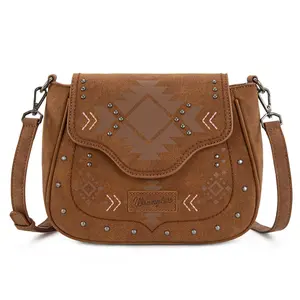 Wrangler Crossbody Bag for Women Aztec Studded Purses with Adjustable Strap
