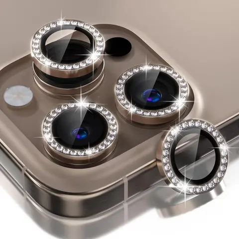 Tempered Glass Phone Lens Protector, 3 Counts/set Glitter Camera Lens Protective Film, Metal Phone Accessories, Mobile Devices Accessory Compatible with iPhone 16 Pro Max, Smartphone, Cellphone, Protection, Durable, Shockproof
