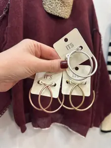 Brushed Metal Large Hoop Earrings
