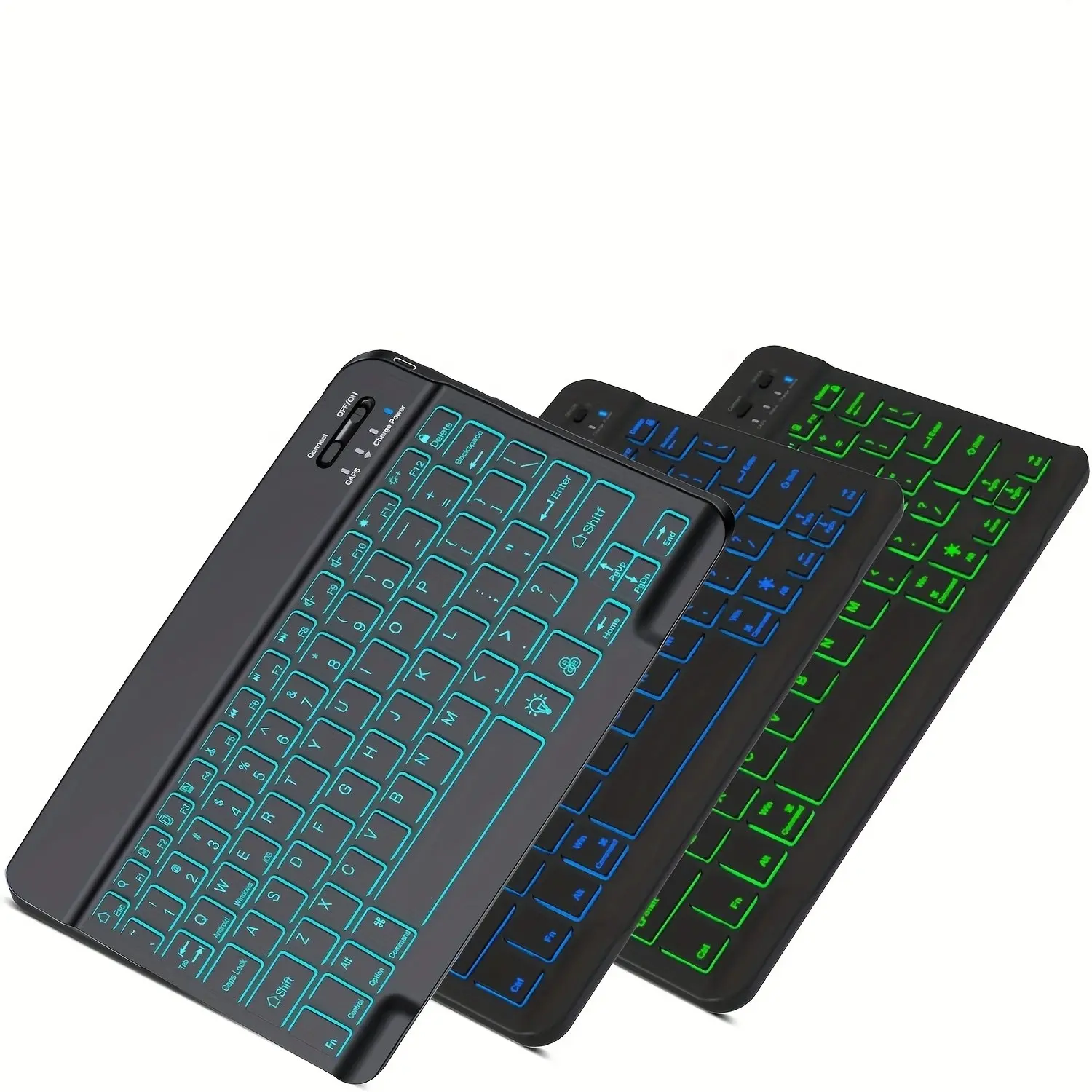 7 Color Backlit Ultra Slim Wireless Bluetooth-compatible Keyboard, Rechargeable, Fits iPad Mini Air Pro, Tablets, Phones, Laptops, Travel Keyboard