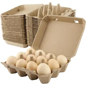 30Pack 12 Count Recycled Paper Egg Cartons Bulk, Biodegradable Compostable 3x4 Style Cardboard Egg Crates for Farmers Market Home Kitchen Storage