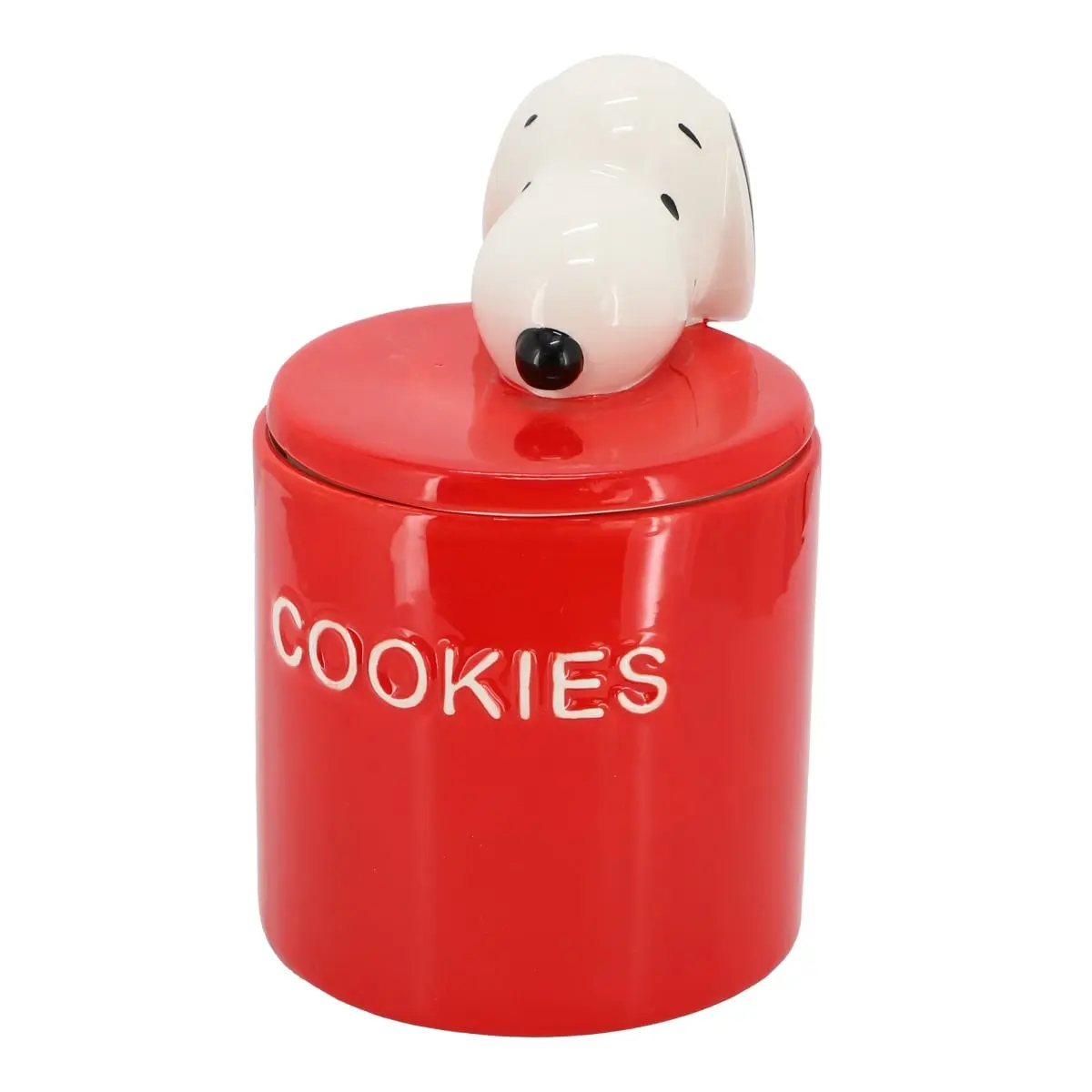 Gibson 148690.01 8.2 in. Peanuts Theme Ceramic Snoopy Cookie Jar with Lid - Red Kitchen Canister for Home Decor