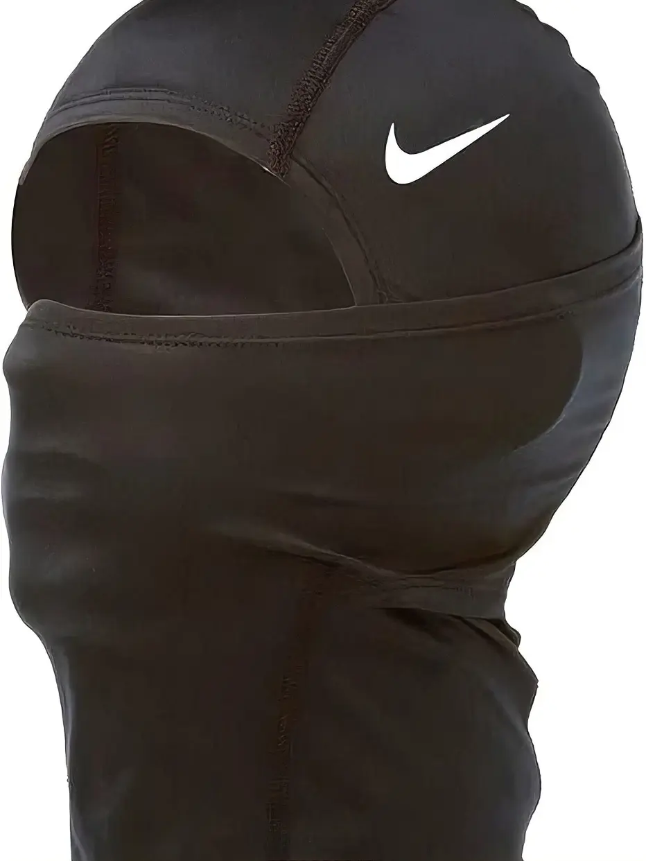Nike Men's Pro Hyperwarm Hood - Black White Swoosh, OSFM, Men's Accessories, (Shiesty Mask)