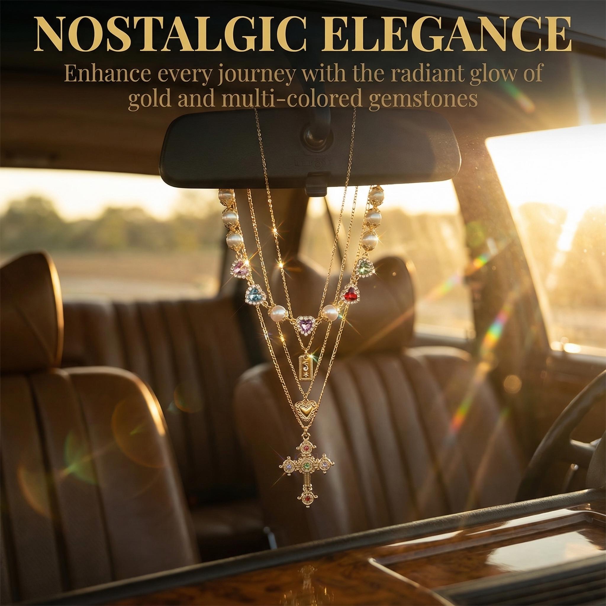 4Pcs Universal Car Interior Hanging Decor | Retro Gold Baroque Cross & Pearl Charm | Gothic Mirror Jewelry Accessory | Perfect Creative Gift for Her Interior Solar Powered Winter Windshield Defroster Adjustable High-Powered Dual Motor Off-Road Scooter