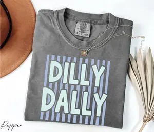 Comfort Colors Spring Stripes T-Shirt - Preppy Women's Tee, Dilly Daily Summer Shirt, Gift for Love, Trendy Casual Shirt for Her