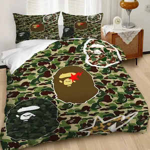 2/3Pcs Unique Camouflage Duvet Cover Set, Stylish Inspired Bedding Set, Soft & Comfortable Material, Perfect for Trendy Bedroom Decor, Includes Pillowcases, Ideal for Urban Chic Look! Includes 1 or 2 Pillowcase - No filling/Zipper Closure