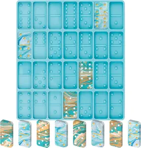 Domino Resin Molds for Casting, Professional Dominos Molds for Epoxy Resin, Domino Molds Set 28 Cavities, Sturdy Silicone Molds for Pendant Cake Jewelry Making