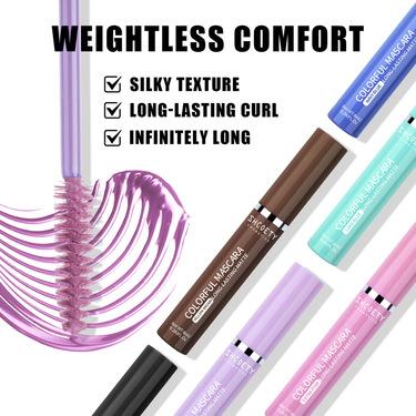 Women's 4-Color Colored Mascara Multi-Pack Set (Pink, Blue, Purple, Brown) - Waterproof, Long-Lasting, Smudge-Proof, Clump-Free, Featherlight Volumizing Tubing Mascara with Doll Eye Effect, Compact Travel-Friendly Cosmetic, Ideal for Daily Makeup, Gifting