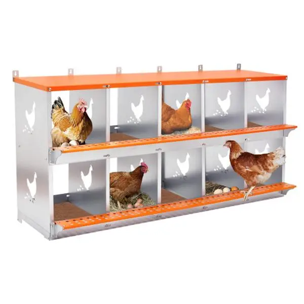 10-Bay Galvanized Steel Chicken Nesting Box with Removable Coconut Fiber Pad, Tool-Free Assembly Chicken Nest Box, Wall-Mountable Modular Chicken Nesting Box, Easy Clean Design, Heavy-Duty Galvanized Nesting Box