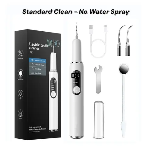MDLIKE Rechargeable Metal Dental Scaler Teeth Cleaner Water Flosser Kit - 3.7V Lithium Ion Batteries Cells, LED Light, 5 Adjustable Modes, Cordless with Charger for Oral Hygiene