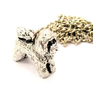Bichon Frise 3D Hand Carved Single Charm Necklace