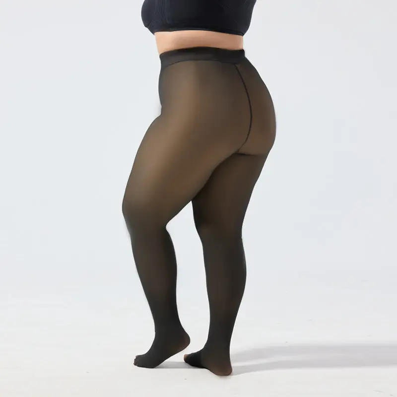 Women's Fall And Winter Outer Wear Plus Size Fake Transparent Black See-through Leggings