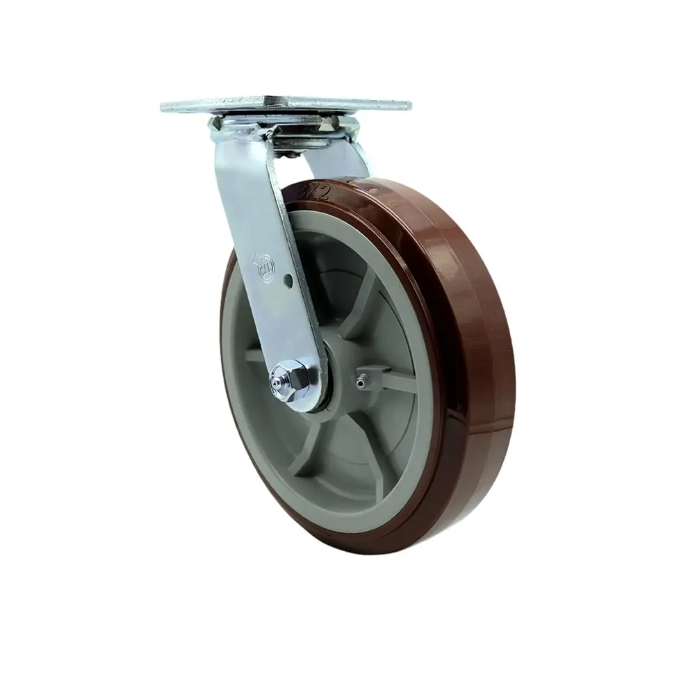 Service Caster SCC-30CS820-PPUB Heavy Duty Swivel Top Plate Caster with 8 in. Polyurethane Wheel & Ball Bearings - 1000 lbs Capacity per Caster