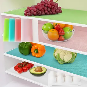 LMMAKE 12Pcs Cuttable Refrigerator Lining Mats Food-Grade EVA Non-Toxic Waterproof Drawer Cabinet Mats Insulated Moisture Proof Stain Resistant Coasters for Shelves Clean Tidy Blue Tableware