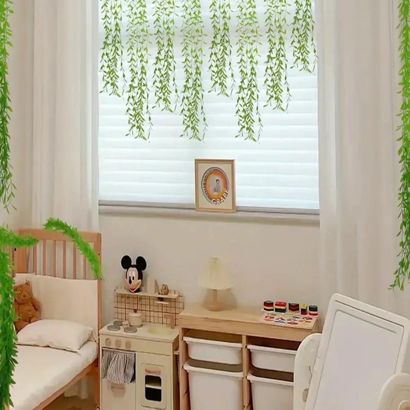 10 Pcs Artificial Nandina Bamboo Hanging Plants, Realistic Faux Greenery Vines, Fake Bamboo Leaves Garland for Home Decor, Garden, Porch, Patio