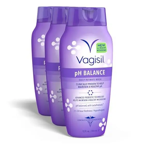 Vagisil Feminine Wash for Intimate Area Hygiene, pH Balance, Gynecologist Tested, Hypoallergenic, 12 oz, (Pack of 3)