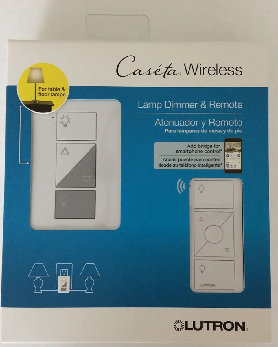 Lutron 120V Smart Lighting Lamp Dimmer & Remote Kit, White