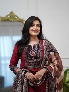 A-Line Kurta Pant Dupatta Set with Adda Work – Straight Fit Ethnic Wear