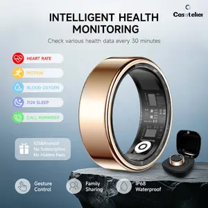 Wearable Smart Ring, Durable Stainless Steel, Lightweight Wireless Bluetooth, IP68 Waterproof Dustproof, Accurate SpO2 Heart Rate Sleep Monitoring, Smart Notifications, Couple Gift for Men and Women, No Subscription Required, iOS & Android Compatible outd