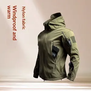 Men's Sharkskin Softshell Hoodie - Long-Sleeve Camouflage Shadow Jacket, Outdoor Menswear Tops & Coats