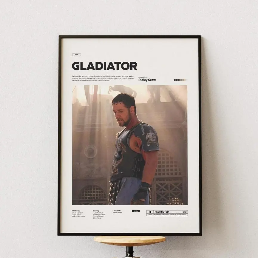Gladiator Poster Wall Art Aesthetic Room Decor Modern Home Decor Stylish Wall Print Trendy Interior Decoration