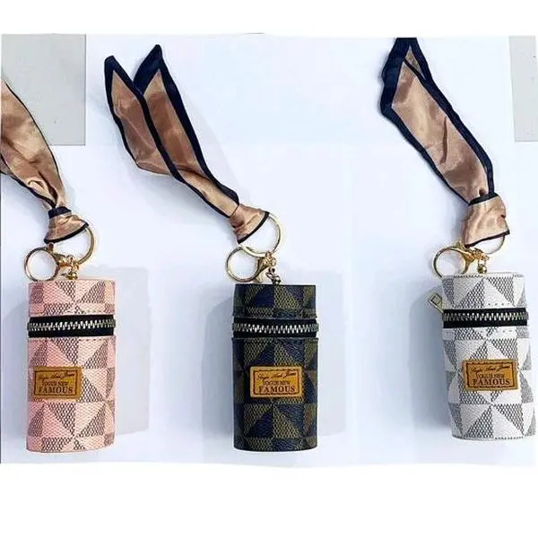 Zippered Leather Lipstick Case