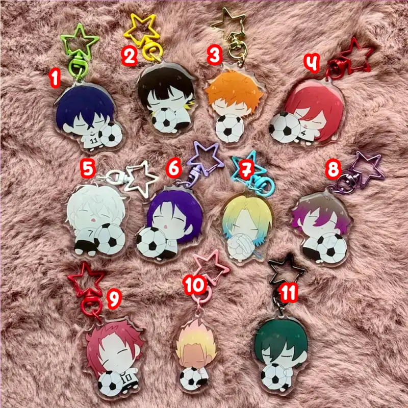 Blue Lock Acrylic Keychains - 2 Inch Anime Charms | Isagi, Bachira, Chigiri, Nagi, Reo, Kunigami, Kaiser, Ness | Anime Merch Gift