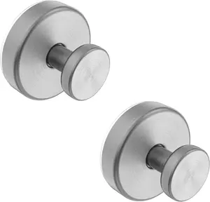2-Pack Silver Suction Cup Hooks – No-Drill Heavy Duty Waterproof Wall Hooks for Towels, Robes, Loofahs & Shower Accessories, Reusable Easy Install Hooks for Glass, Tile, Mirror, Bathroom & Kitchen Organization