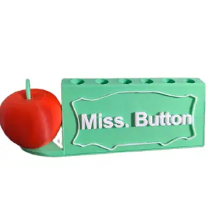 Sun Designs 3D Printed Teacher Custom Name Plate Pen Holder with Apple-Shaped Space and Custom Name Placement
