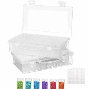 Transparent PP Material 64-Grid Compartment Detachable Storage Box, Multi-Functional Display Organizer for Jewelry Rings Nail Tools Accessories