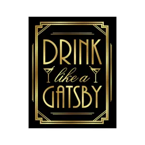 Drink Like a Gatsby Poster, Speakeasy Wall Art Vintage Bar Decor 1920s Party Aesthetic, Quality Paper 8x12 to 27x40inch, Unframe Poster