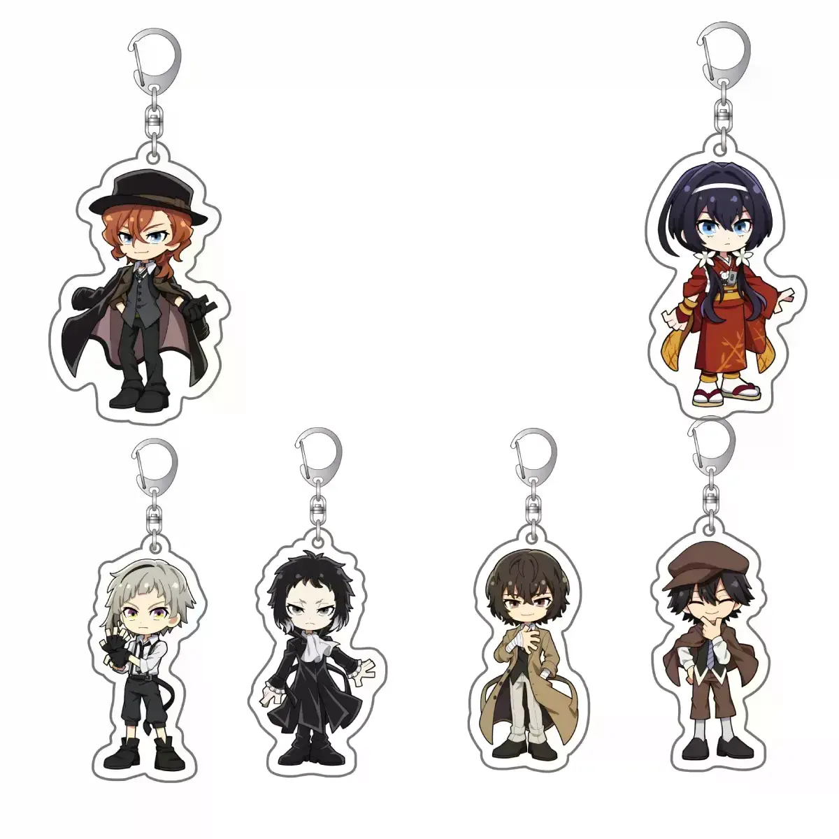 Bungo Stray Dogs Keychain Acrylic Charms - Atsushi Nakajima, Osamu Dazai, Doppo Kunikida, Ranpo - Kawaii Keyrings Birthday Gifts – Cute Acrylic Keychain Charms, Perfect Gift for Fans & Collectors