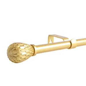 Dwell Smart 5/8" single Curtain Rod with Brun Finials,28"-48",48"-84",84"-120"(Pewter,Gold,Weathered White,Bronze Gold)