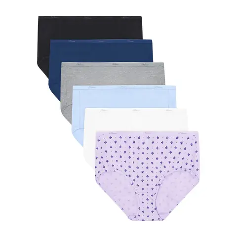 Hanes Women's Cotton Brief Underwear Moisture-wicking 6-pack Multi Pack Comfortable Fit Soft Stretch Fabric Breathable Pp40ad