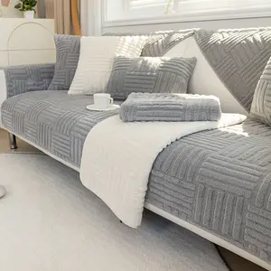 Soft Flannel Sofa Cushion Cover, Pet-Friendly Non-Slip Protector, Ideal for Office Bedroom Living Room Home Decor, Sofa Slipcover