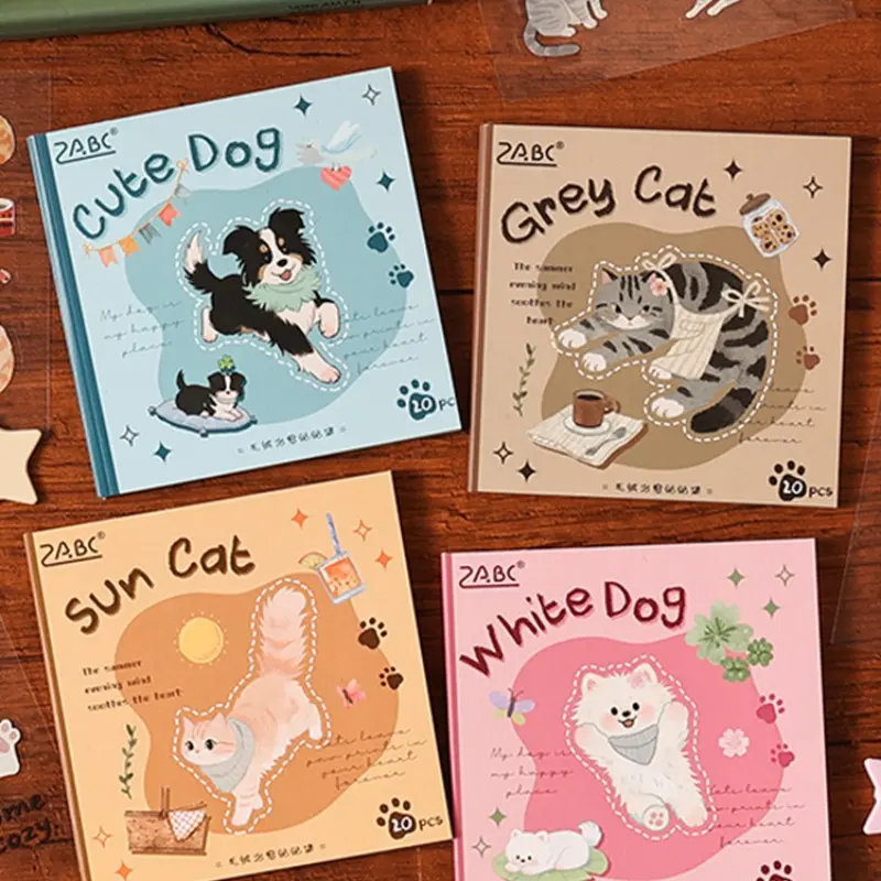 Yuezhen Plush Healing Stickers Series Sticker Book, Cute Animal Design, Perfect for Scrapbooking & Journaling, High-Quality Material, Adhesive Quality
