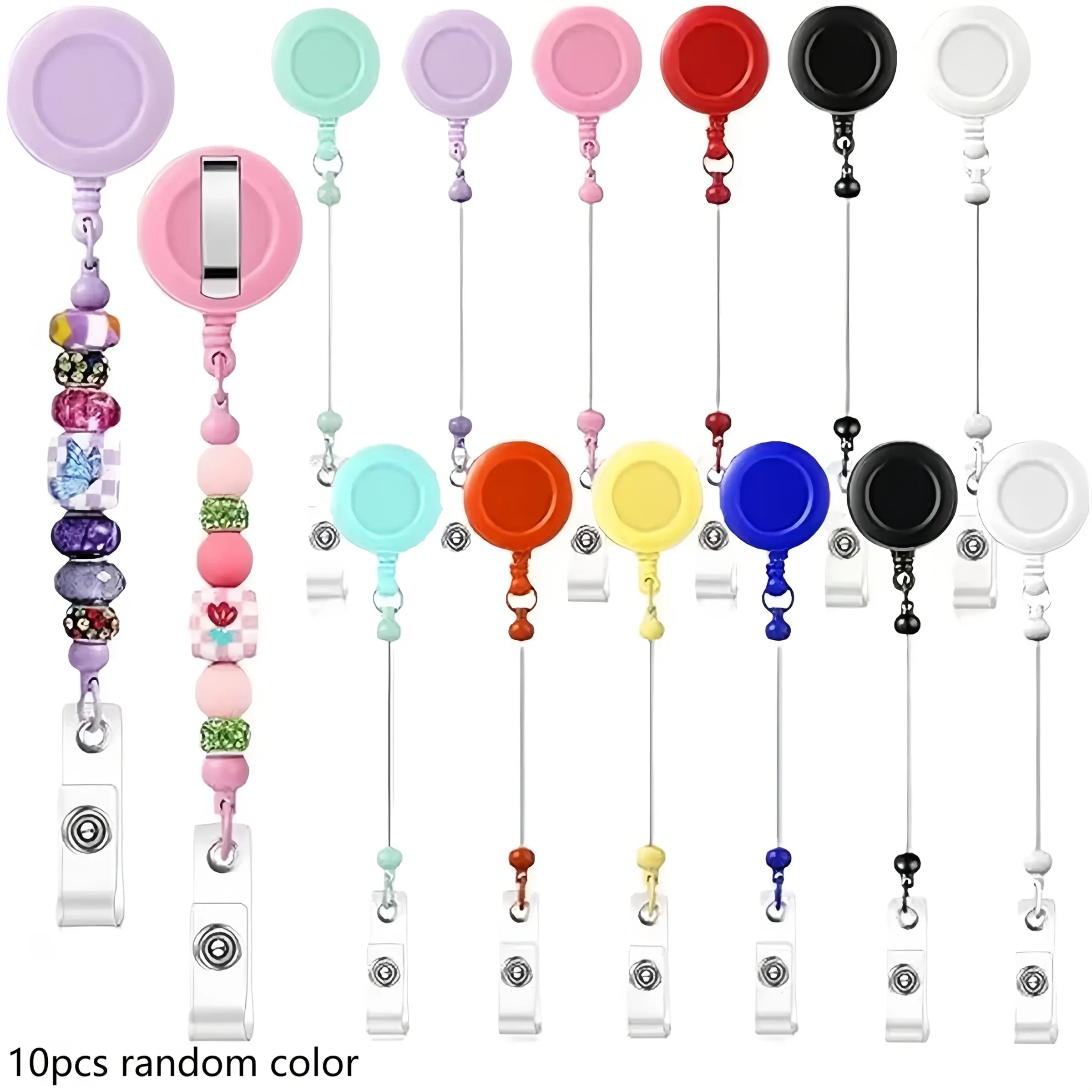 DIY Keychain Badge Roll Kit, Colorful Plastic Beads, Beaded Keychain, Blank Bead Rods, Work Tag Hanging Accessories, Christmas Party Gifts, Nurse Teacher Office Supplies, Keychain Badge Reels