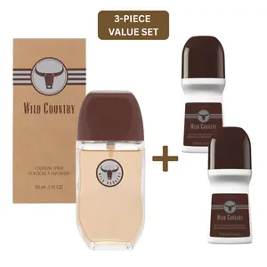 Wild Country 3-Piece Value Set – Cologne Spray 3 oz + 2 Roll-On Deodorants Bundle