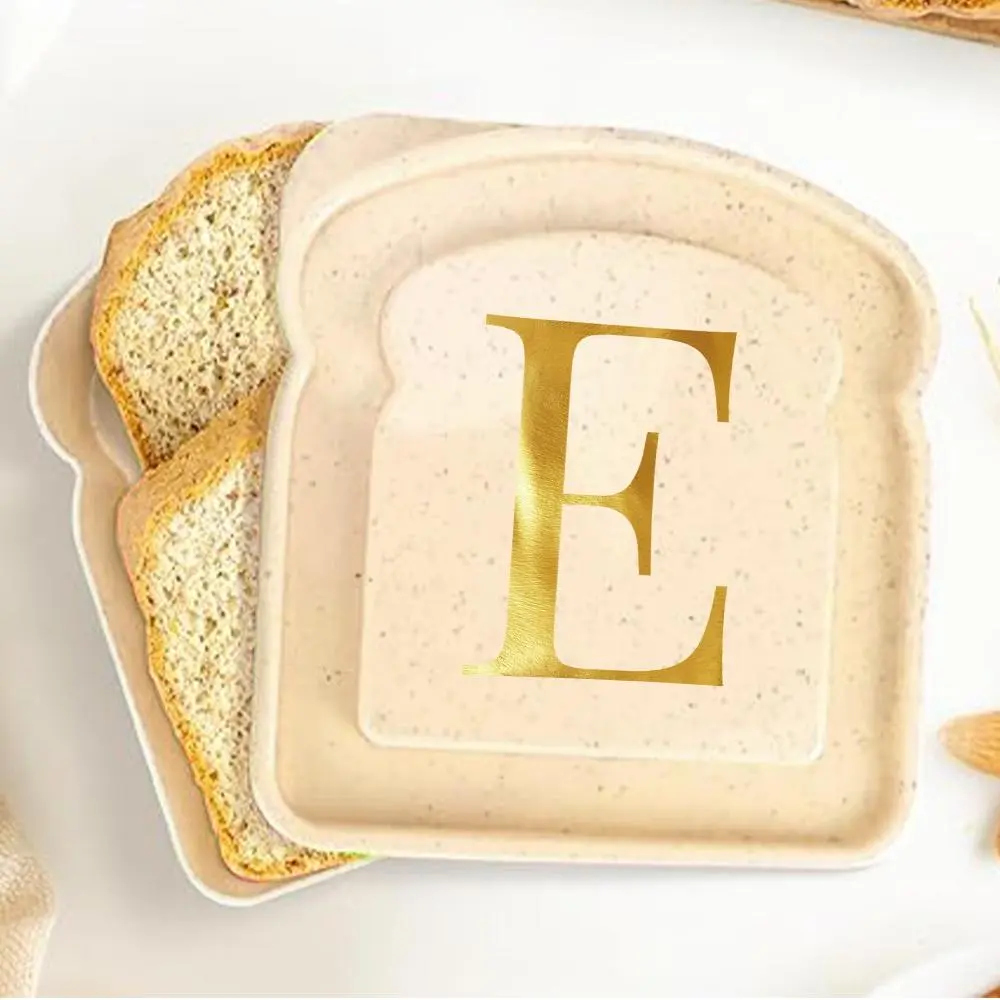 Letter Pattern Toast Shaped Lunch Box, 1 Count Portable Bento Box with Lid, Large-capacity Bread Sandwich Container for Outdoor Picnic Camping