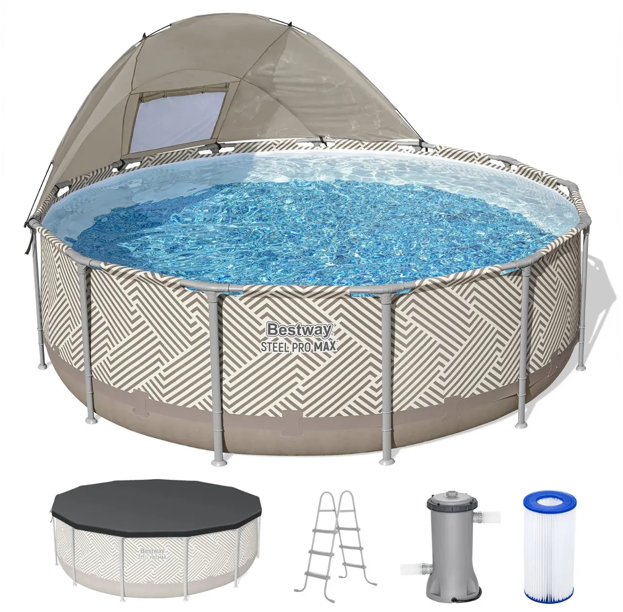 Bestway Steel Pro MAX 13' x 42" Round Above Ground Frame Pool Set, Including Canopy and Ladder Bestway Steel Pro MAX 13' x 42" Round Above Ground Frame Pool Set, Including Canopy and Ladder