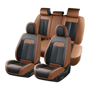 FLORICH Premium Nappa Leather Car Seat Covers - Coffee Full Set | Breathable & Waterproof Universal Fit for Cars SUVs.
