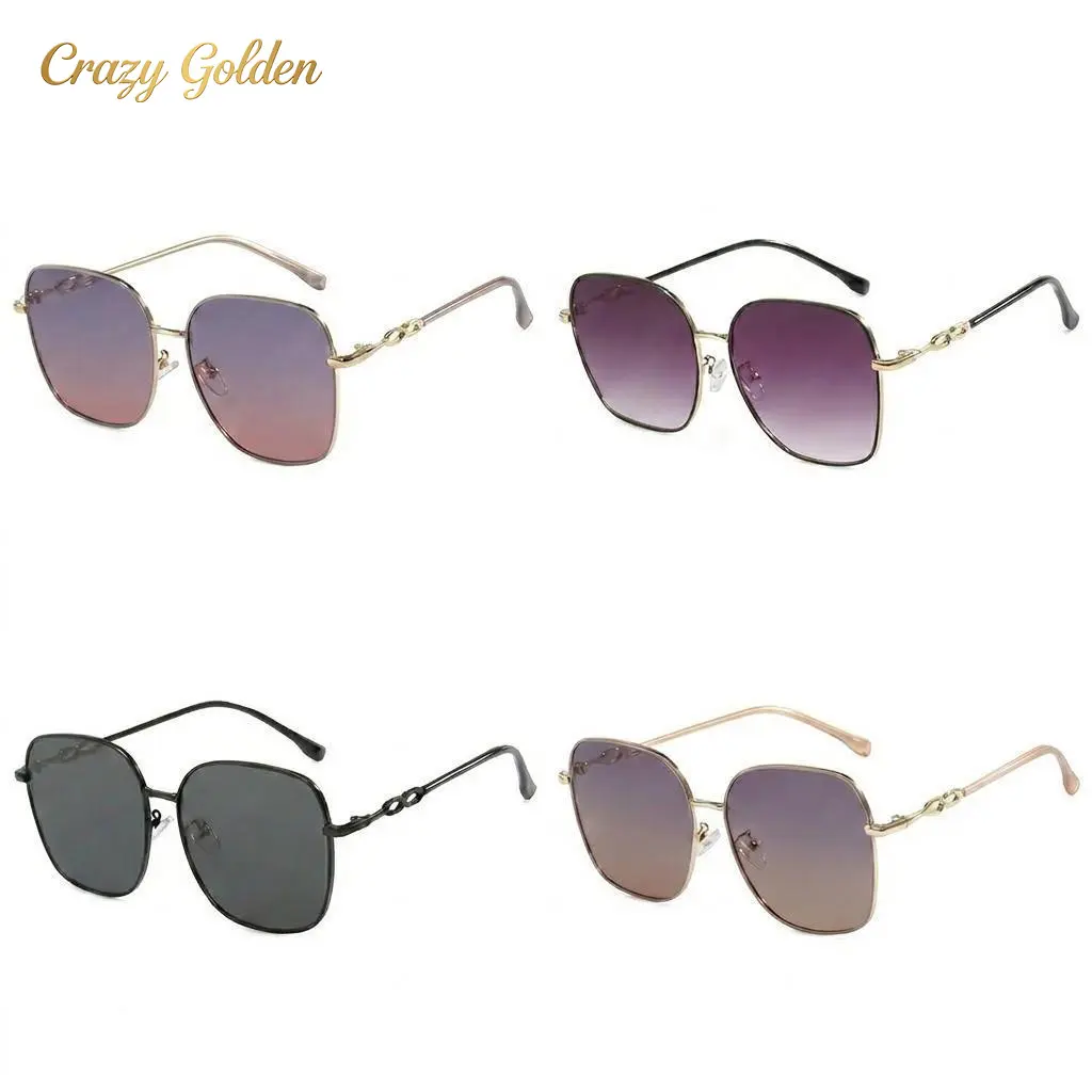 Women's UV400 UV-Protective Nearsighted Metal Sunglasses - High-Quality Large Face Frames, Elegant Style, Sun Protection Indoor Leisure Gear