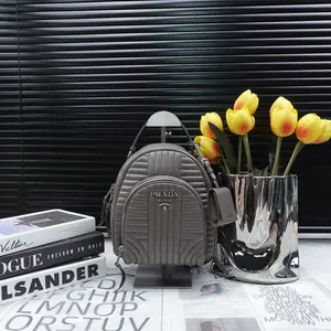 Pre-owned PRADA Calfskin Backpacks Diagramme Grey Backpack T10230753