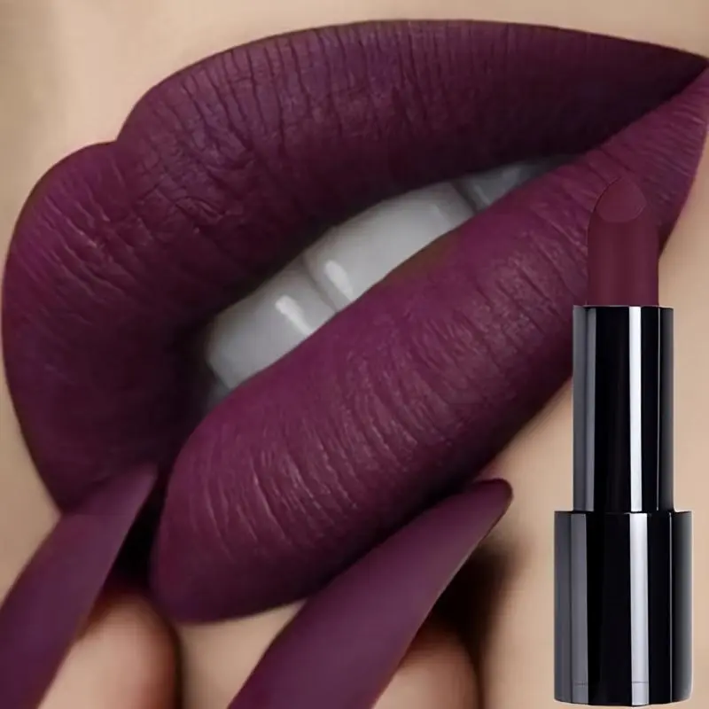 Matte Purple Lipstick - Waterproof, Long-Lasting Lip Color, No Harmful Additives, Suitable for All Skin Types, Ideal for Halloween Makeup, Christmas Gifts