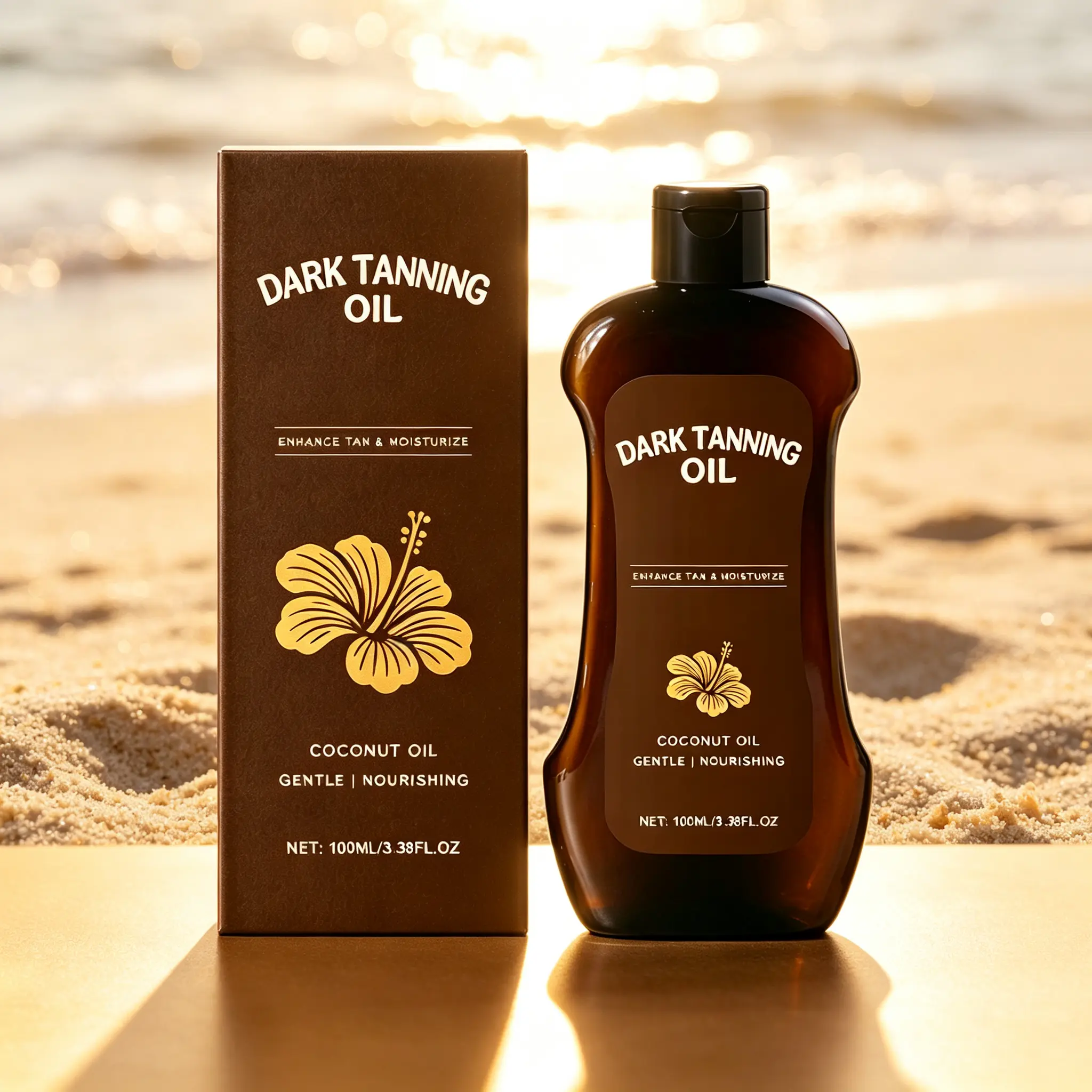 Dark Tanning Oil – Enhances Tan & Moisturizes, Coconut Oil-Infused, 100ml / 3.38fl.oz