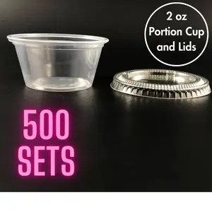 2 oz Plastic Clear Disposable Portion Cups Sauce Soufflé Cup With Lids