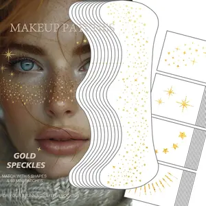 50 Assorted Glitter Freckles Face Tattoo, Glitter Freckles, Gold Face Glitter Makeup Speckles, Glow Up Sparkle Makeup Patches - Cute Glitter Makeup Accessories for Halloween