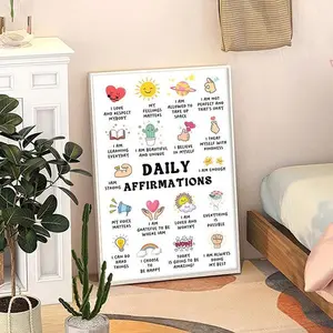 Kids Daily Affirmations Quote Art Poster - Inspirational Clroom Decor For Children'S Room, Unique Gift Idea