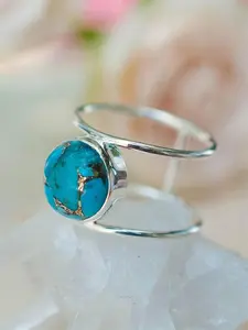 Vintage Turquoise Texture Beaded Ring, Boho Style Party Matching Jewelry for Women, Trendy Accessories for Party and Daily Life