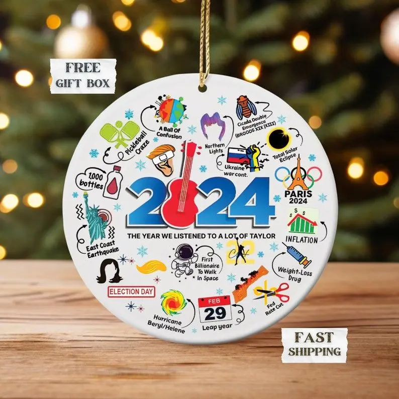 Major Notable Events Ornament, 2024 Christmas Ornament, 2024 Year in Review Ornament,  Funny Cute Year to Remember Commemorative Ornament
